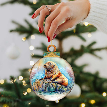 Sea Lion Wooden Ornaments by G.Debrekht - Wildlife Holiday Decor - 8710127-4
