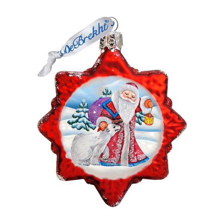 Santa With Polar Bear Mercury Glass Ornament by G. DeBrekht - Christmas Santa Snowman Decor - 773011-4