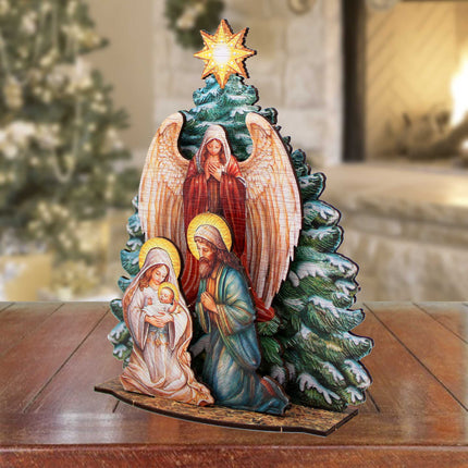 Nativity Scene with Christmas Tree Decorative Village Set by G. Debrekht Nativity Holiday Decor - 852767-2