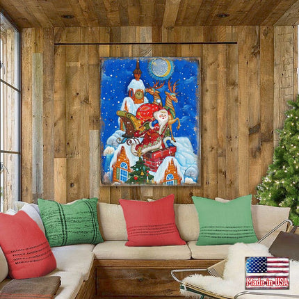 Special Delivery Santa Wooden Wall Art by G. DeBrekht - Christmas Santa Snowman Decor - 81215822B-4