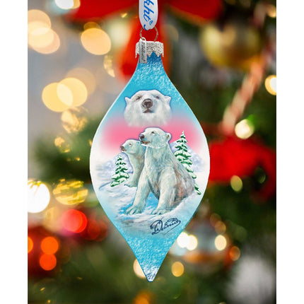 Polar Bear Drop Glass Ornament by G. DeBrekht - Wildlife Holiday Decor - 74178-0