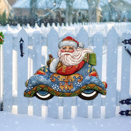 Santa In the Car Christmas Door Decor by G. DeBrekht - Christmas Santa Snowman Decor - 8112045H-3