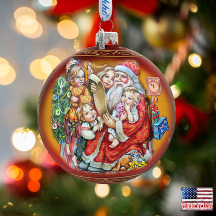 Santa Christmas List Glass Ornament by G. DeBrekht - 73370-1