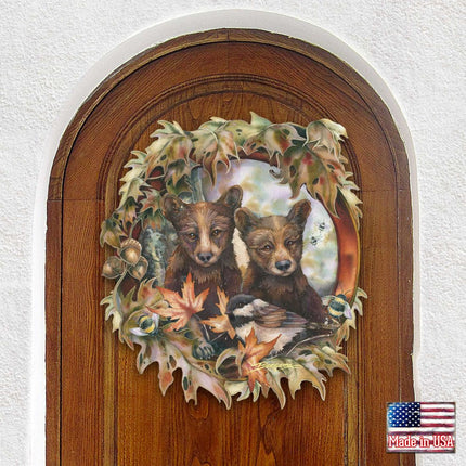 Simple Joys Black Bear Cubs with Bees Wall Art by J. Bergsma - Wildlife Holiday Decor - 8591850W-JB-1