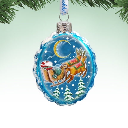 Christmas Night Mercury Glass Ornaments Set of 3 by G. DeBrekht - Christmas Santa Snowman Decor - 770103-2S3-2