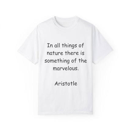 Aristotle Quote Tee – Unisex Garment-Dyed Shirt on Nature & Wonder