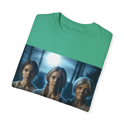 Mystical Sisterhood Tee – Garment-Dyed Shirt of Triple Goddess