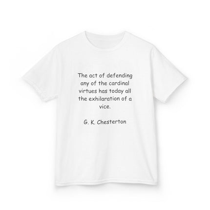 Inspirational Kids Tee – Chesterton Quote on Courage & Virtue