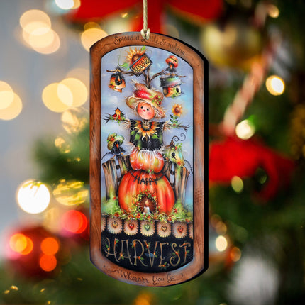 Harvest Pumpkin Scarecrow Wooden Ornaments by Jamie Mills-Price Thanksgiving Decor - 8611075-MP-1