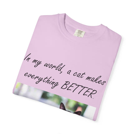 In My World Cat T-Shirt – Unisex Garment-Dyed Tee for Cat Lovers
