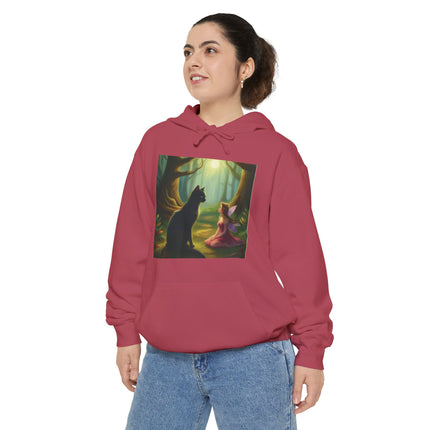 Magical Forest Fairy & Black Cat Hoodie — Enchanted Dusk Art