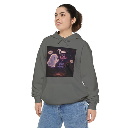 Cute Ghost 'Boo Is Just Hello' Halloween Hoodie