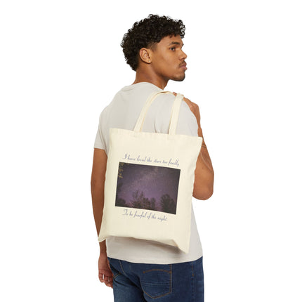Canvas Tote Bag - Vintage Night Sky Photo with Script Quote