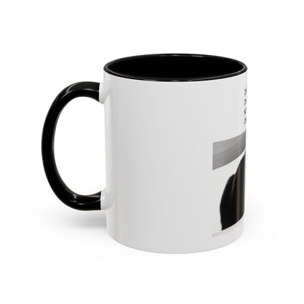 Black Cat Coffee Mug — “In the Here In the Now No Worries Only Meow” Accent Mug