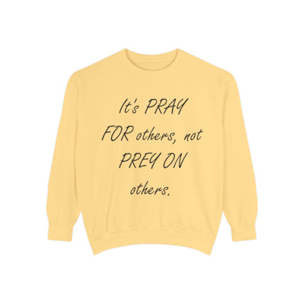 Inspirational Sweatshirt - "It's PRAY FOR others, not PREY ON others"
