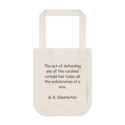Organic Canvas Tote – “Defending Virtue” Quote by Chesterton