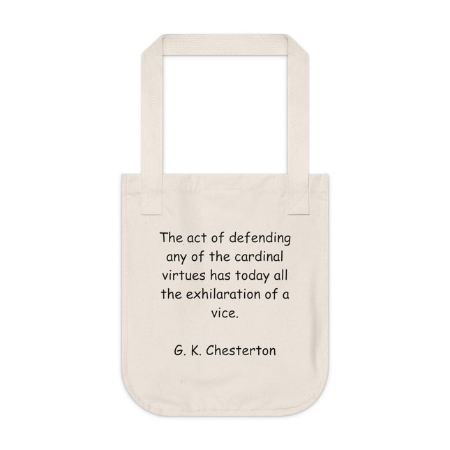 Organic Canvas Tote – “Defending Virtue” Quote by Chesterton