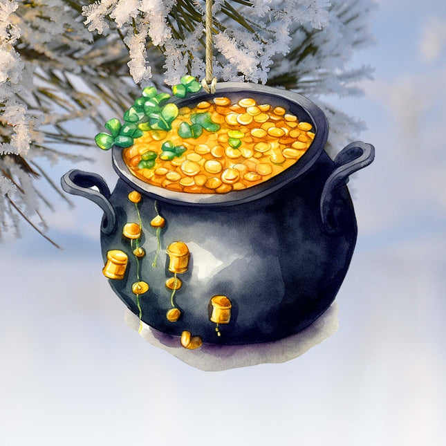 Irish Pot of Gold Wooden Ornaments by G. DeBrekht Easter Spring Decor - 8652776-0