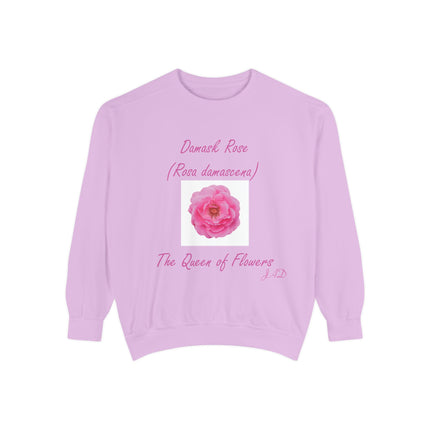 Unisex Floral Sweatshirt - Damask Rose Design - The Queen of Flowers