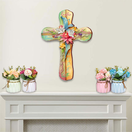 Easter Cross with Doves Holiday Door Decor by G. Debrekht - Easter Spring Decor - 8688167H-2