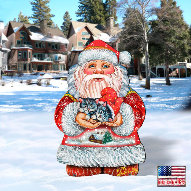 Holiday Kitten Santa Holiday Outdoor Yard Sign by G. DeBrekht - Christmas Decor - 8117808F-0