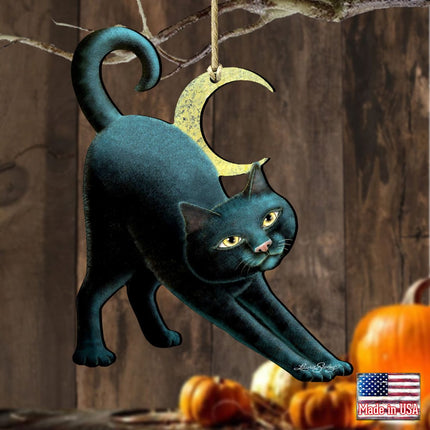Spooky Halloween Cat Wooden Ornaments by Laura Seeley - Thanksgiving Halloween Decor - 8512054-LS-2