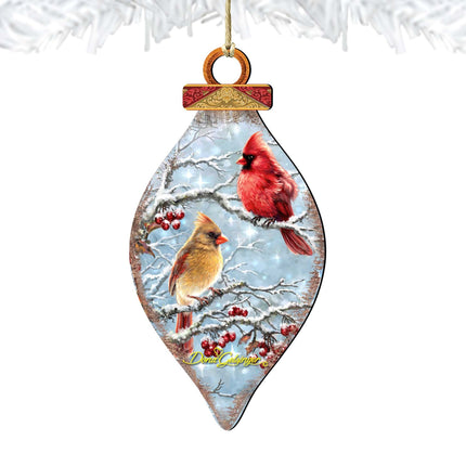 Winter Cardinals Cone Wooden Ornaments - Tree Ornament by Gelsinger - Christmas Decor - 8041110-1843-4