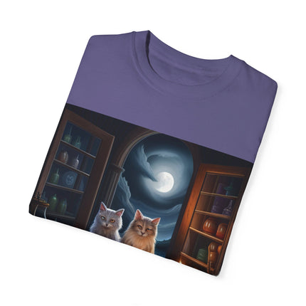 Magical Cats T-Shirt – Cozy Night Reading – Unisex Garment-Dyed