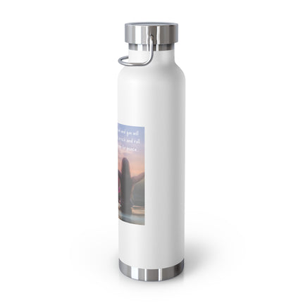 Inspirational Copper Vacuum Insulated Water Bottle - 22oz with Motivational Quote