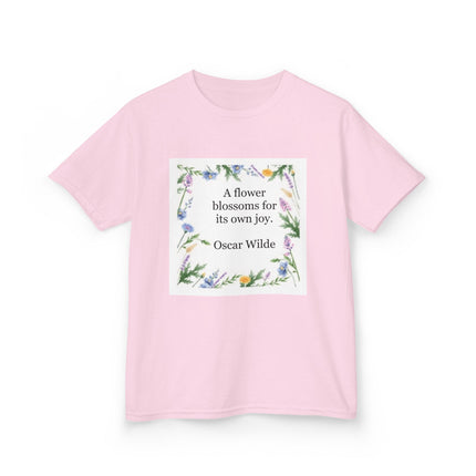Kids T‑Shirt — "A flower blossoms for its own joy" Oscar Wilde Floral Quote
