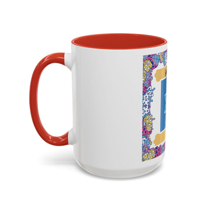Hanukkah Star of David Accent Coffee Mug — Festive Dreidel Border 11/15oz