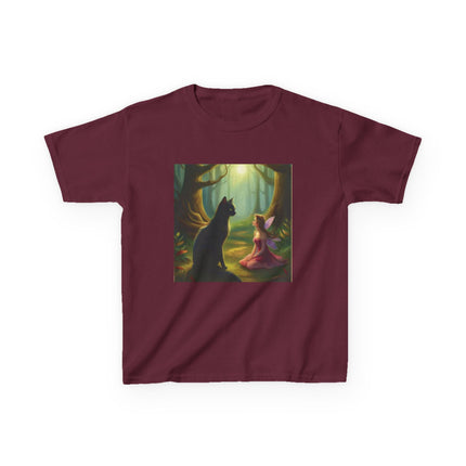 Kids Tee — Fairy Princess and Cat Forest Illustration