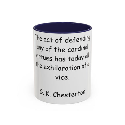 Defend Virtue Mug – 11oz Accent Ceramic | G.K. Chesterton Quote