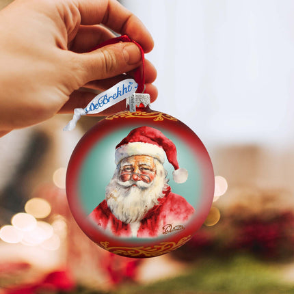 Captivating Smile of Santa Ball Glass Ornament by G. Debrekht - Christmas Santa Snowman Decor - 73376-2
