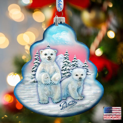 Polar Bear Tree Glass Ornament by G. DeBrekht - Wildlife Holiday Decor - 762-012-1
