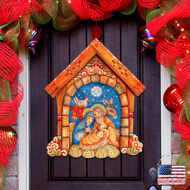 Village Nativity Door Decor by G. DeBrekht - Nativity Holiday Decor - 8152630H-0