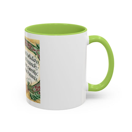 Blessed Be Your Holidays Coffee Mug — Holiday Celtic Greeting Accent Mug (11/15oz)