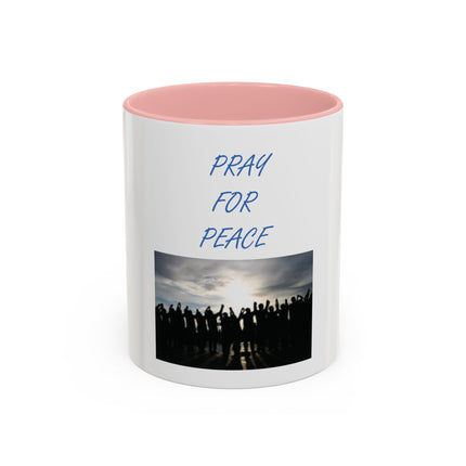Pray for Peace Accent Coffee Mug — Inspirational Religious Prayer Mug (11/15oz)