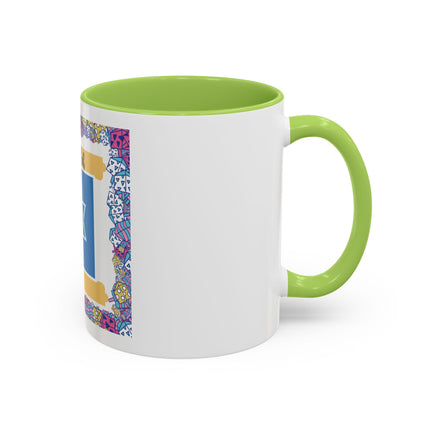 Hanukkah Star of David Accent Coffee Mug — Festive Dreidel Border 11/15oz