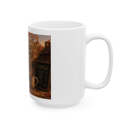 Autumn Speaks in the Language of Cider Ceramic Mug — Fall Apple Cider Coffee Cup (11oz, 15oz)