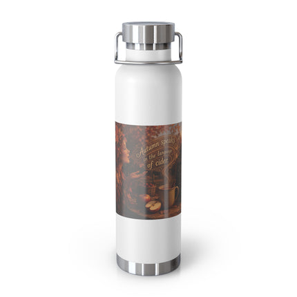 22oz Copper Vacuum Bottle — Autumn Leaves Cider Design