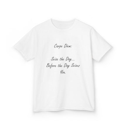 Carpe Diem Kids Tee – “Seize the Day… Before It Seizes You” – Heavy Cotton