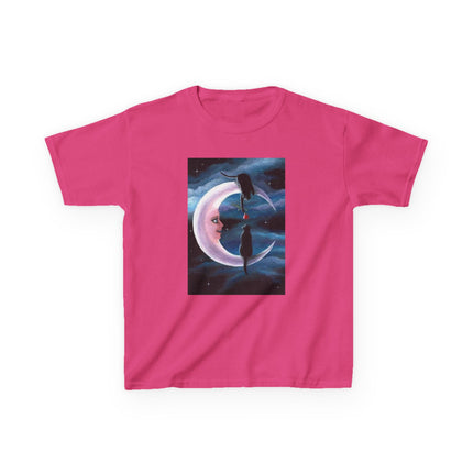 Kids Moon Dreamer Tee — Black Cats on Crescent Moon Graphic