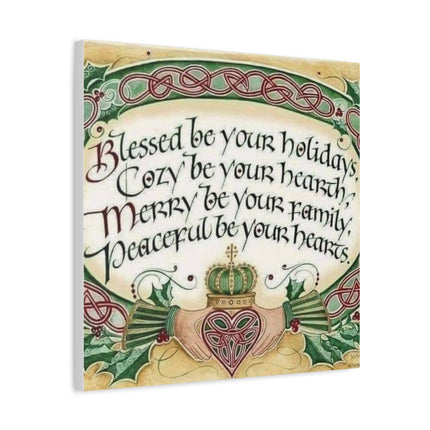 Christmas Blessing Canvas Wall Art – "Blessed be your holidays" Stretched Matte Print