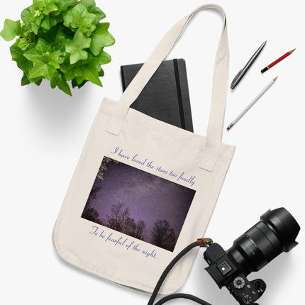 Cosmic Love Organic Canvas Tote Bag - Inspirational Starry Night Design