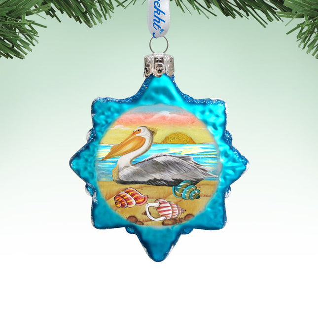 Pelican Star Mercury Glass Ornament by G. DeBrekht - Coastal Holiday Decor - 775478-0