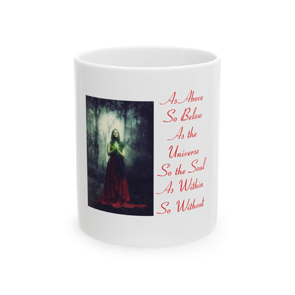 Mystic Forest Witch Ceramic Mug — "As Above, So Below" Spiritual Coffee Cup (11oz/15oz)
