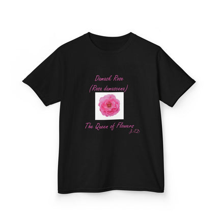 Kids Heavy Cotton Tee – Damask Rose Floral Design