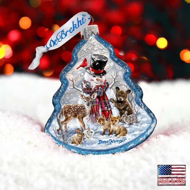 Forest Friends Tree Glass Ornament by D. Gelsinger - Christmas Santa Snowman Decor - 762-109-DG-0