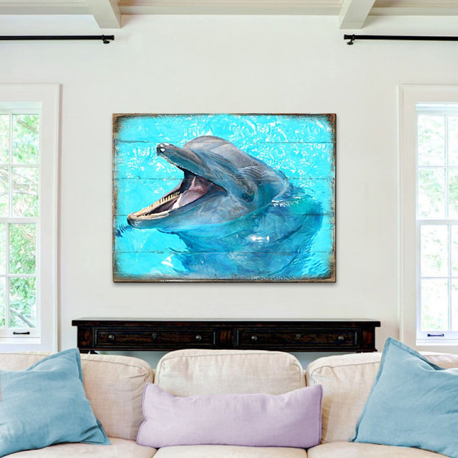 Sowers Dolphin Wood Wooden Coastal Wall Art by Nature Wonders - Coastal Sea-Life Decor - 95267B-0